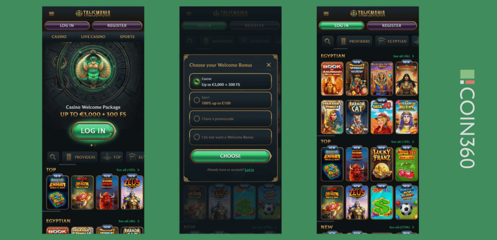 Talismania casino on mobile