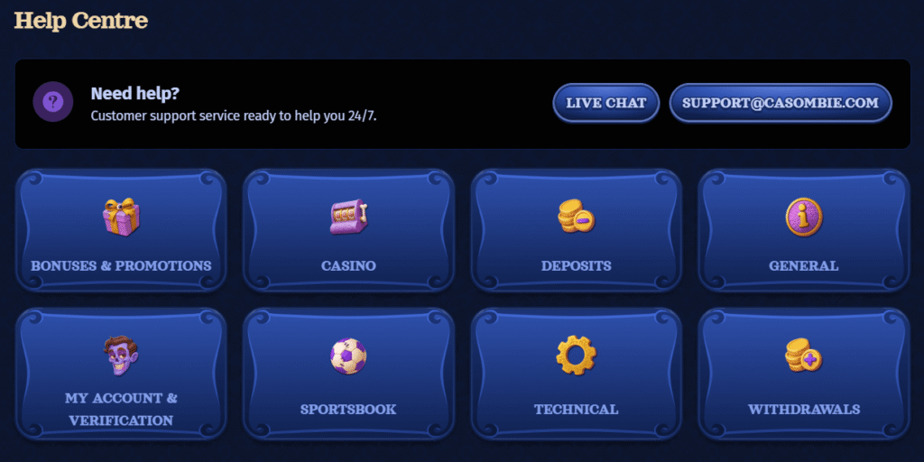 Casombie casino customer support