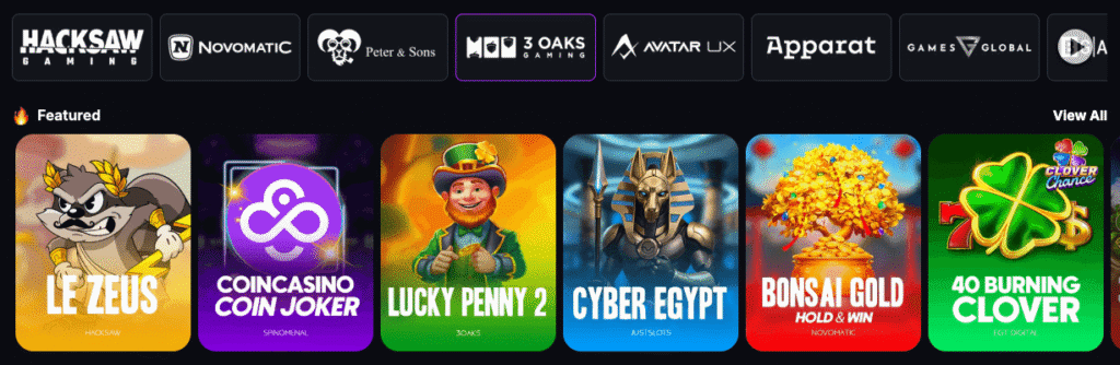 coincasino slots and live games