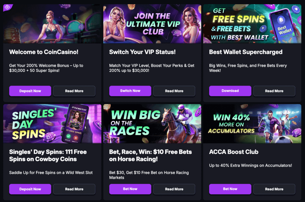 coincasino bonuses